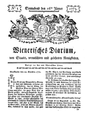 Wiener Zeitung 17730116 Seite: 1