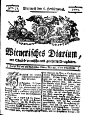 Wiener Zeitung 17750906 Seite: 1