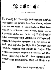 Wiener Zeitung 17750906 Seite: 27