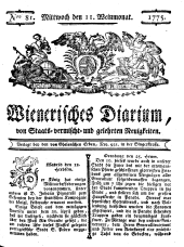 Wiener Zeitung 17751011 Seite: 1