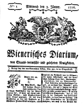 Wiener Zeitung 17760103 Seite: 1