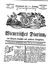Wiener Zeitung 17760217 Seite: 1