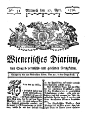 Wiener Zeitung 17760417 Seite: 1