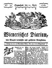 Wiener Zeitung 17760420 Seite: 1