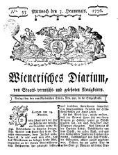 Wiener Zeitung 17760703 Seite: 1