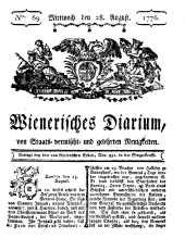 Wiener Zeitung 17760828 Seite: 1