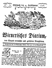 Wiener Zeitung 17760904 Seite: 1