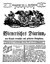 Wiener Zeitung 17760921 Seite: 1