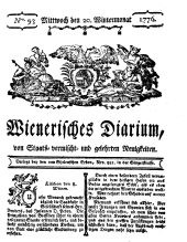 Wiener Zeitung 17761120 Seite: 1