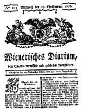 Wiener Zeitung 17761225 Seite: 1