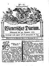 Wiener Zeitung 17770730 Seite: 1