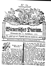 Wiener Zeitung 17770917 Seite: 1