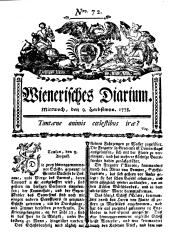 Wiener Zeitung 17780909 Seite: 1