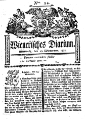 Wiener Zeitung 17781125 Seite: 1