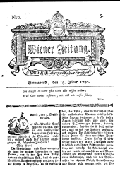 Wiener Zeitung 17800115 Seite: 1