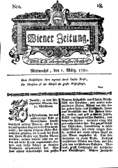 Wiener Zeitung 17800301 Seite: 1