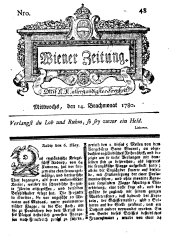 Wiener Zeitung 17800614 Seite: 1