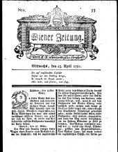 Wiener Zeitung 17810425 Seite: 1