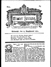 Wiener Zeitung 17810815 Seite: 1