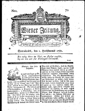 Wiener Zeitung 17810901 Seite: 1