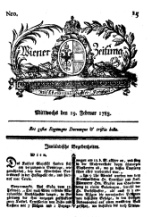 Wiener Zeitung 17830219 Seite: 1