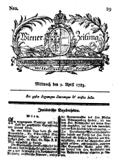 Wiener Zeitung 17830409 Seite: 1