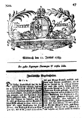 Wiener Zeitung 17830611 Seite: 1