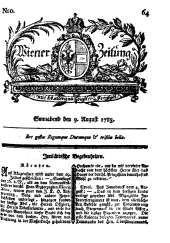 Wiener Zeitung 17830809 Seite: 1