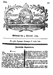 Wiener Zeitung 17830903 Seite: 1