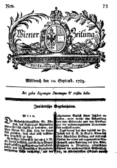 Wiener Zeitung 17830910 Seite: 1