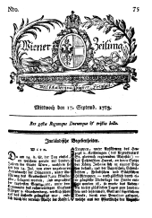 Wiener Zeitung 17830917 Seite: 1