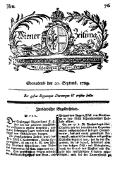 Wiener Zeitung 17830920 Seite: 1