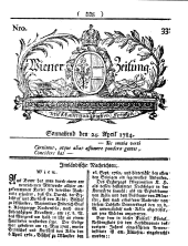 Wiener Zeitung 17840424 Seite: 1