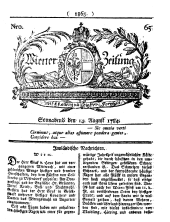 Wiener Zeitung 17840814 Seite: 1