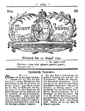 Wiener Zeitung 17840818 Seite: 1