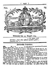 Wiener Zeitung 17840825 Seite: 1