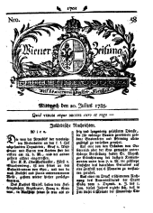 Wiener Zeitung 17850720 Seite: 1