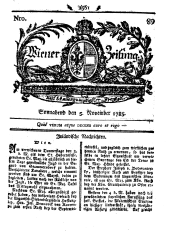 Wiener Zeitung 17851105 Seite: 1