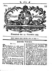 Wiener Zeitung 17851119 Seite: 1