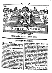 Wiener Zeitung 17890114 Seite: 1