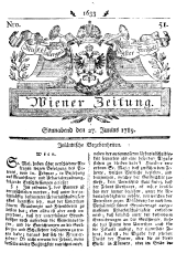 Wiener Zeitung 17890627 Seite: 1