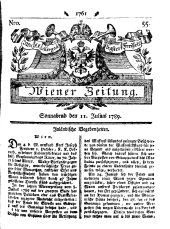 Wiener Zeitung 17890711 Seite: 1