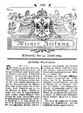 Wiener Zeitung 17890722 Seite: 1