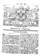 Wiener Zeitung 17890801 Seite: 1