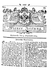 Wiener Zeitung 17890909 Seite: 1