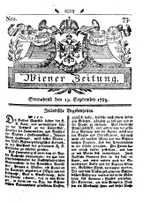 Wiener Zeitung 17890912 Seite: 1