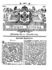 Wiener Zeitung 17891111 Seite: 1