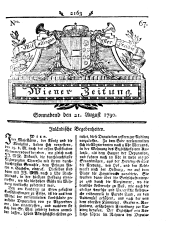 Wiener Zeitung 17900821 Seite: 1