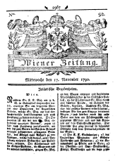 Wiener Zeitung 17901117 Seite: 1
