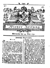 Wiener Zeitung 17910525 Seite: 1